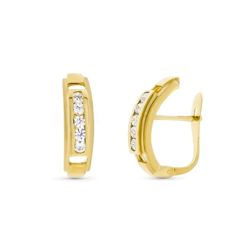 Pendientes oro 18k mujer 16 mm. circonitas combinadas liso cierrre pa