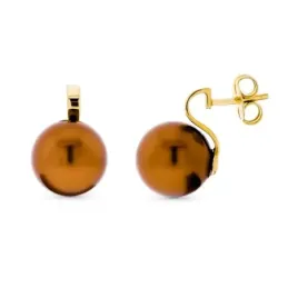 Pendientes oro 18k mujer 16 mm. perla color presión