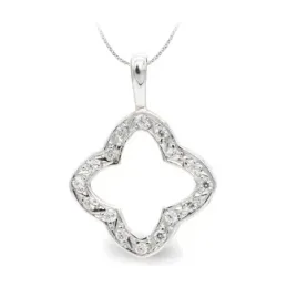 Colgante oro blanco 18k mujer 22 mm. estrella forma calada circonitas