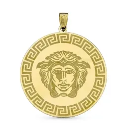 Colgante oro 18k mujer 32 mm. greca láser