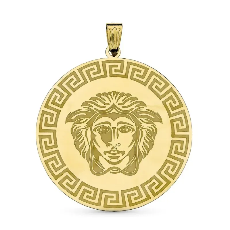 Colgante oro 18k mujer 32 mm. greca láser