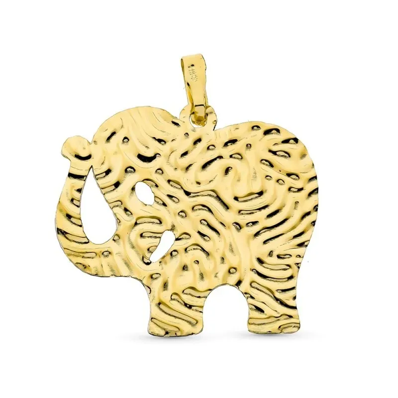 Colgante oro 18k mujer 30 mm. elefante detalles