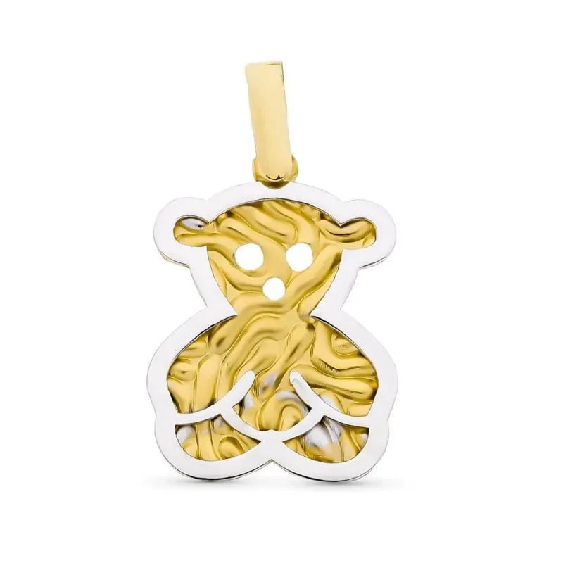 Colgante oro bicolor 18k mujer oso detalles interior