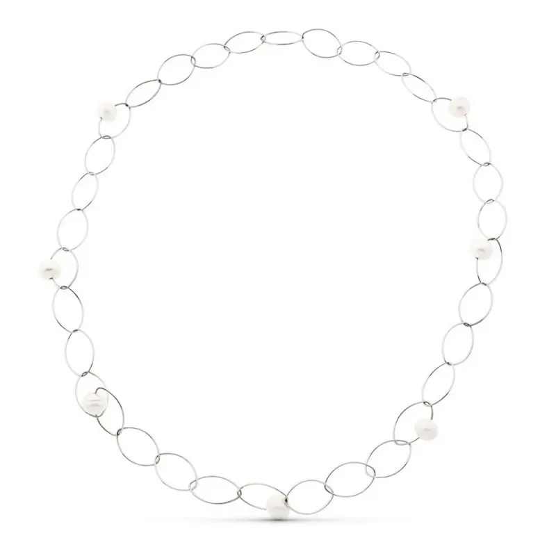 Gargantilla collar oro blanco 18k mujer 86 cm. forzada combinada siet