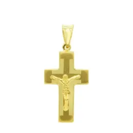 Cruz colgante oro 18k Cristo 27 mm. hueca láser
