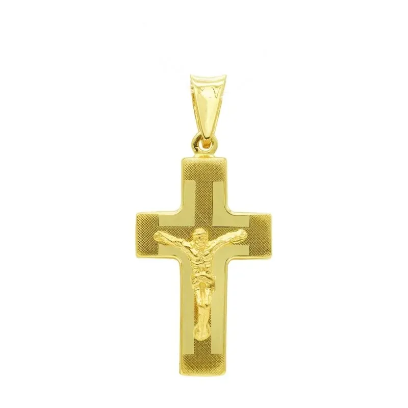 Cruz colgante oro 18k Cristo 27 mm. hueca láser