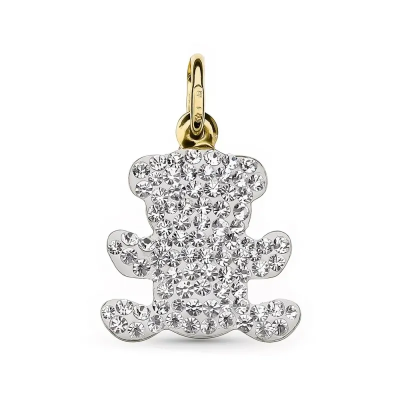 Colgante oro bicolor 18k mujer oso 21 mm. circonitas