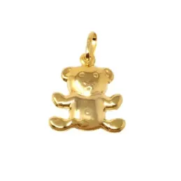 Colgante oro bicolor 18k mujer oso 21 mm. circonitas