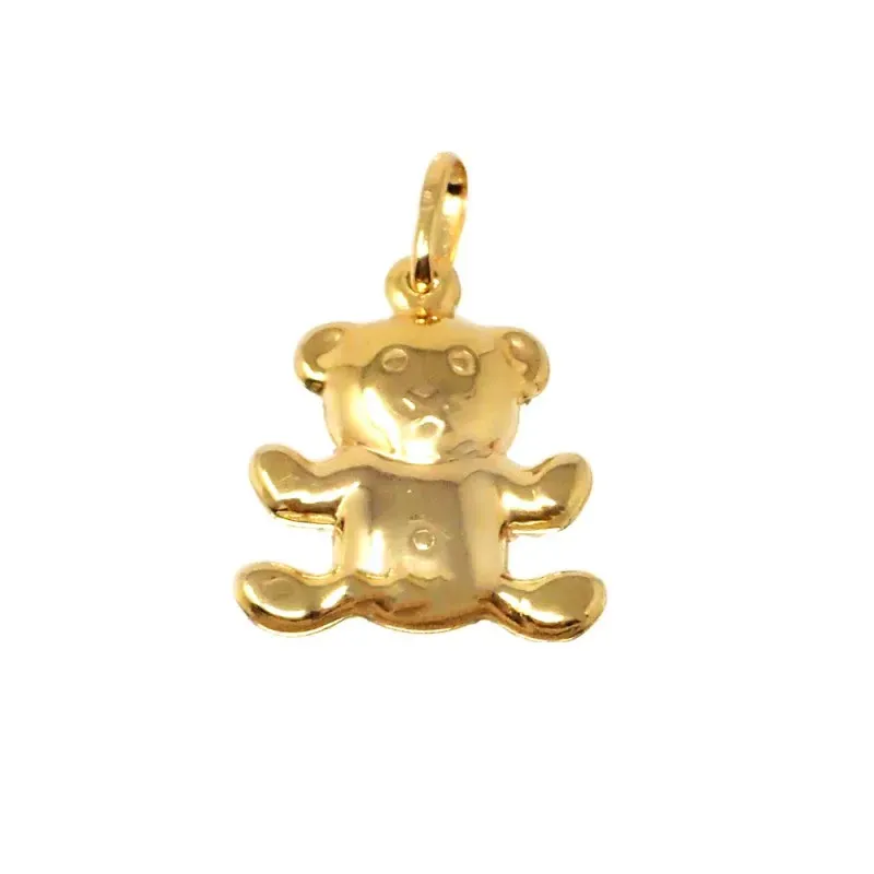 Colgante oro bicolor 18k mujer oso 21 mm. circonitas