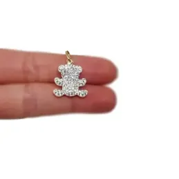 Colgante oro bicolor 18k mujer oso 21 mm. circonitas
