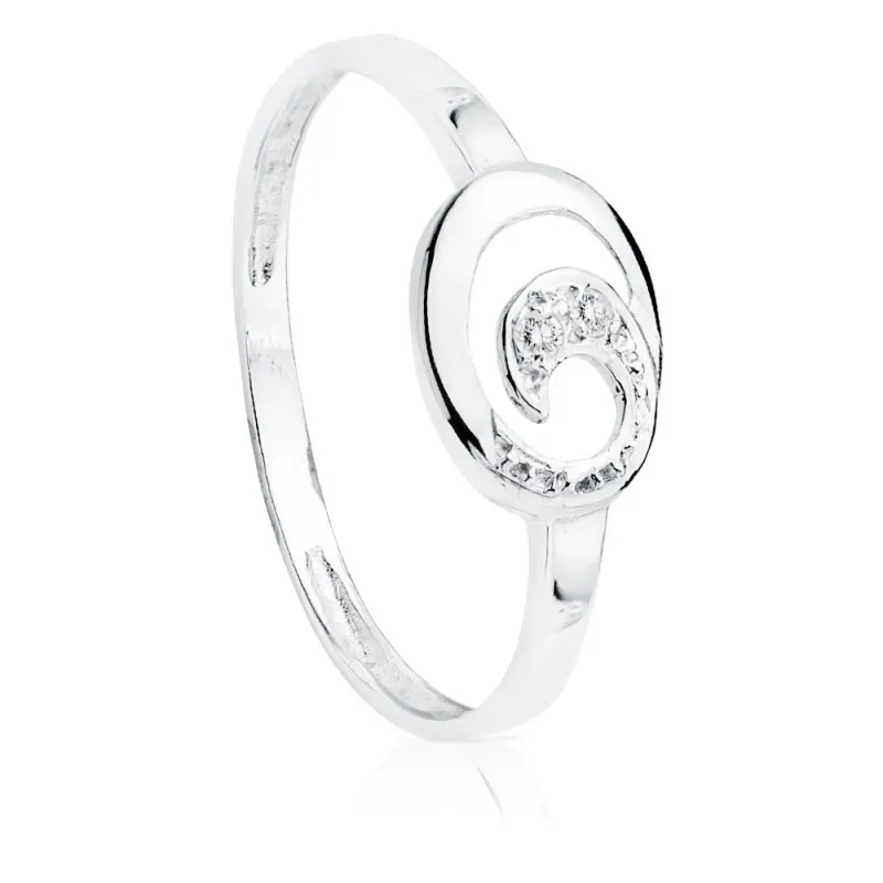 Sortija oro blanco 18k mujer dos diamantes talla brillante 0.032ct ca