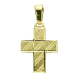 Cruz colgante oro 18k hueca 20 mm. tallada lisa