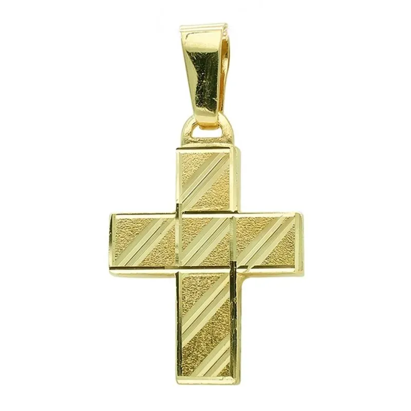 Cruz colgante oro 18k hueca 20 mm. tallada lisa