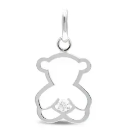 Colgante oro blanco 18k mujer oso calado circonita centro