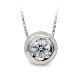 Colgante con cadena oro blanco 18k mujer 45 cm. chatón 5 mm. piedra c