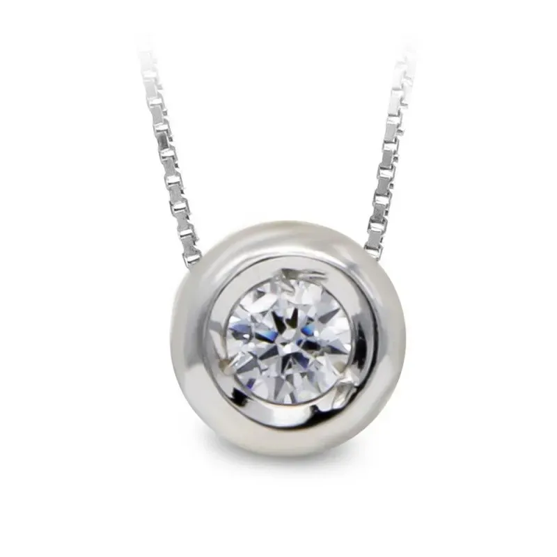 Colgante con cadena oro blanco 18k mujer 45 cm. chatón 5 mm. piedra c