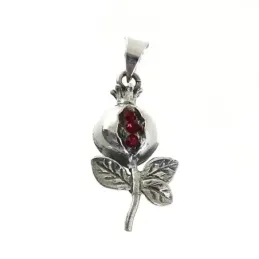 Colgante plata Ley 925m mujer 28 mm. granada detalles hojas piedras c