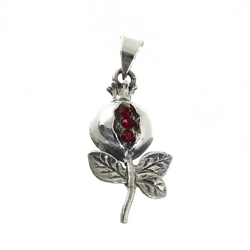 Colgante plata Ley 925m mujer 28 mm. granada detalles hojas piedras c