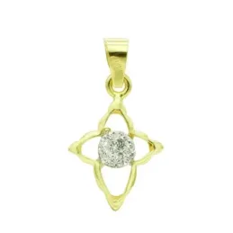 Cruz oro bicolor 18k mujer 14 mm. circonitas centro esquinas forma pi