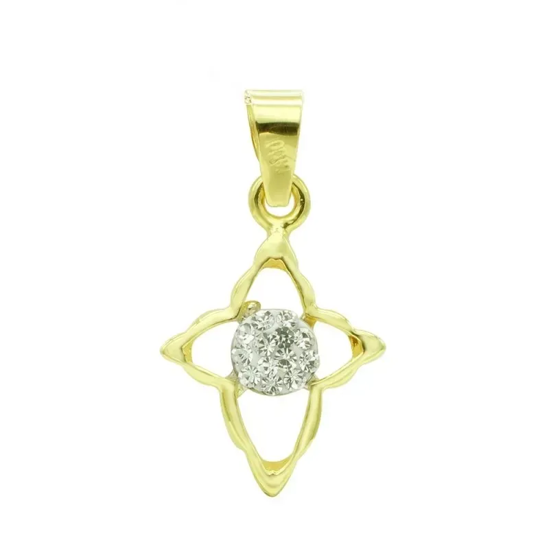 Cruz oro bicolor 18k mujer 14 mm. circonitas centro esquinas forma pi