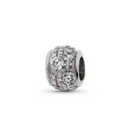 Colgante oro blanco 18k mujer bola 6 mm. detalles tallados