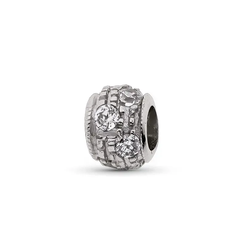 Colgante oro blanco 18k mujer bola 6 mm. detalles tallados