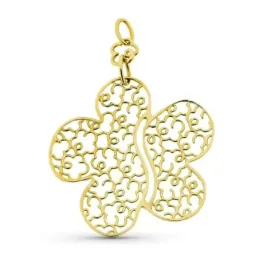 Colgante oro 18k mujer 40 mm. forma flor calada