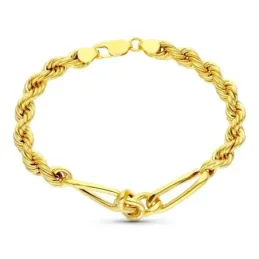 Pulsera oro 18k hombre 20 cm. cordón salomónico combinado eslabones m