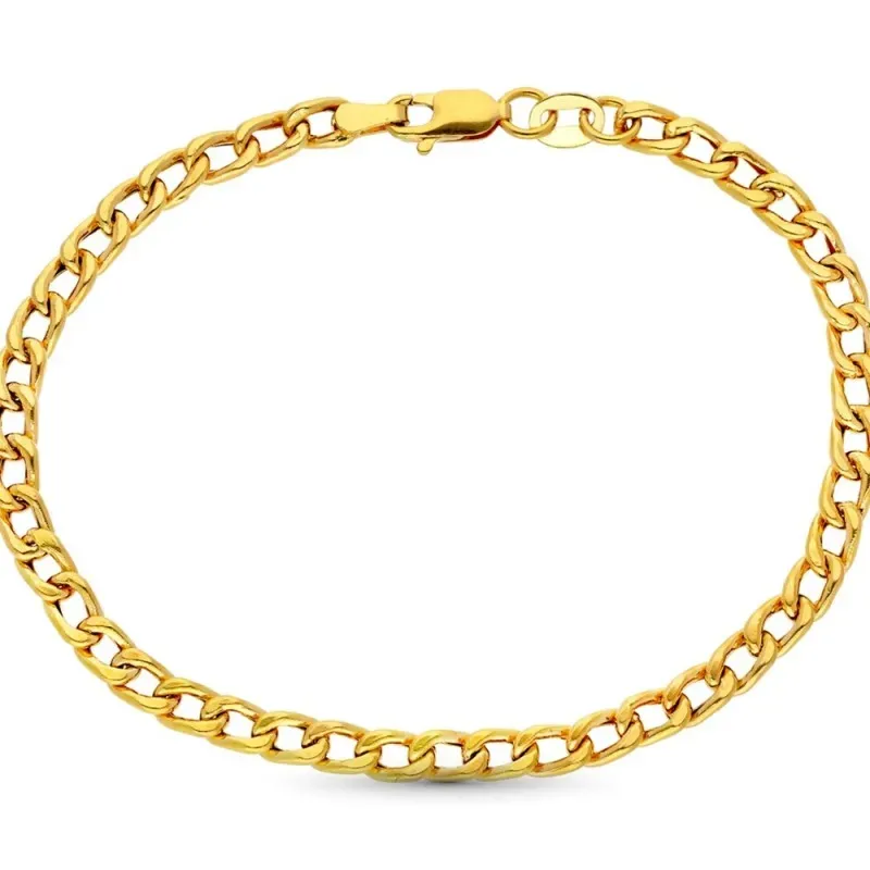 Pulsera oro 18k hombre 18.5 cm hueca barbada mosquetón