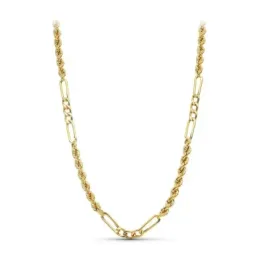 Cordón cadena oro 18k hombre 50 cm. salomónico combinado eslabones