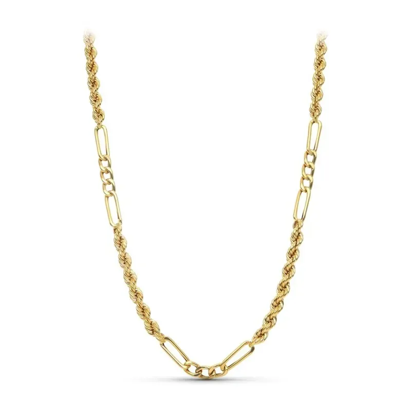 Cordón cadena oro 18k hombre 50 cm. salomónico combinado eslabones