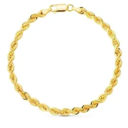Pulsera oro 18k hombre 19 cm. cordón salomónico mosquetón