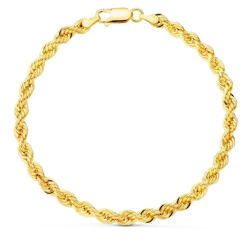 Pulsera oro 18k hombre 19 cm. cordón salomónico mosquetón