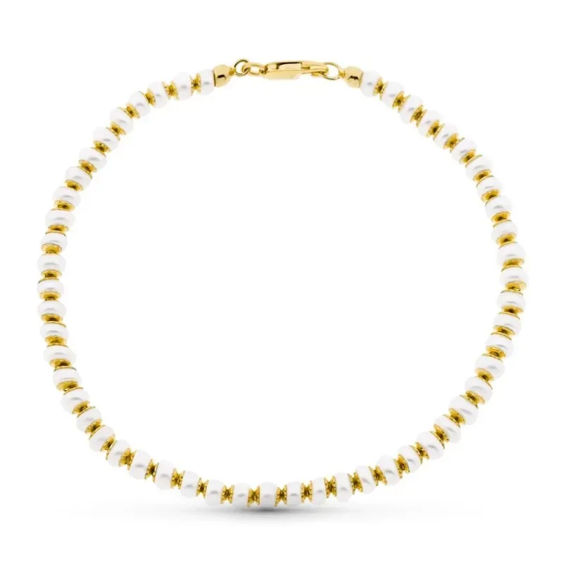 Pulsera oro 18k mujer 18.5 cm. perlas combinadas mosquetón