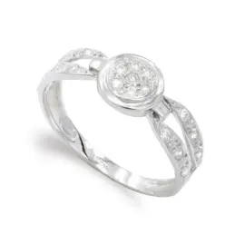 Sortija oro blanco 18k mujer circonita centro lados calados