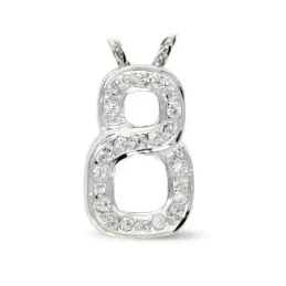 Gargantilla oro blanco 18k mujer cadena colgante forma ocho circonita