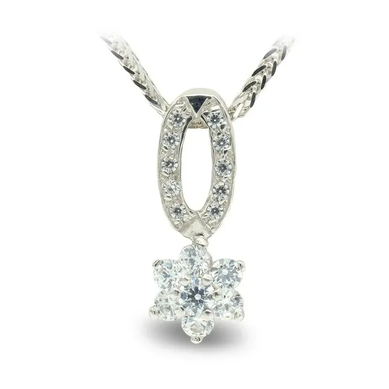 Gargantilla oro blanco 18k mujer estrella circonitas combinada forma