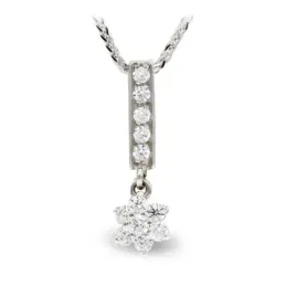 Gargantilla oro blanco 18k mujer cadena colgante barra vertical circo