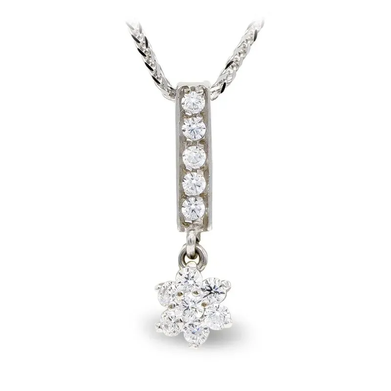 Gargantilla oro blanco 18k mujer cadena colgante barra vertical circo