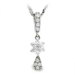 Gargantilla oro blanco 18k mujer cadena colgante lágrima combinada es