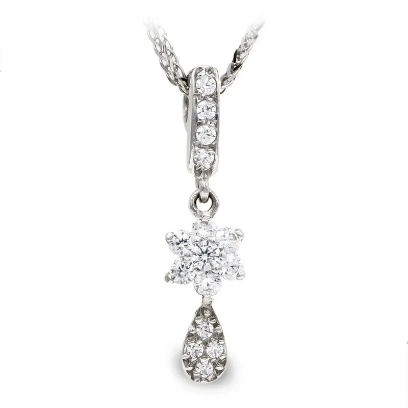 Gargantilla oro blanco 18k mujer cadena colgante lágrima combinada es