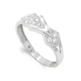 Sortija oro blanco 18k mujer circonitas combinadas lisa laterales det