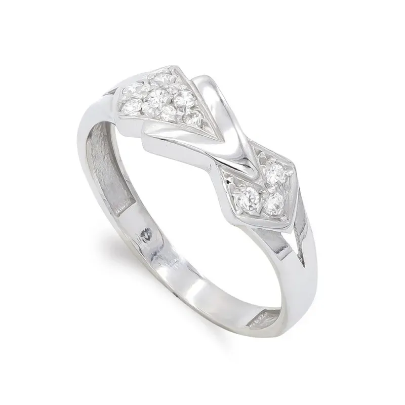 Sortija oro blanco 18k mujer circonitas combinadas lisa laterales det