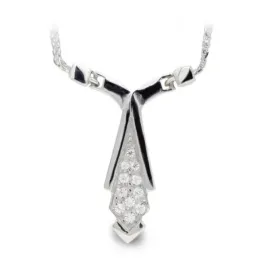 Gargantilla oro blanco 18k mujer cadena colgante forma alargada circo