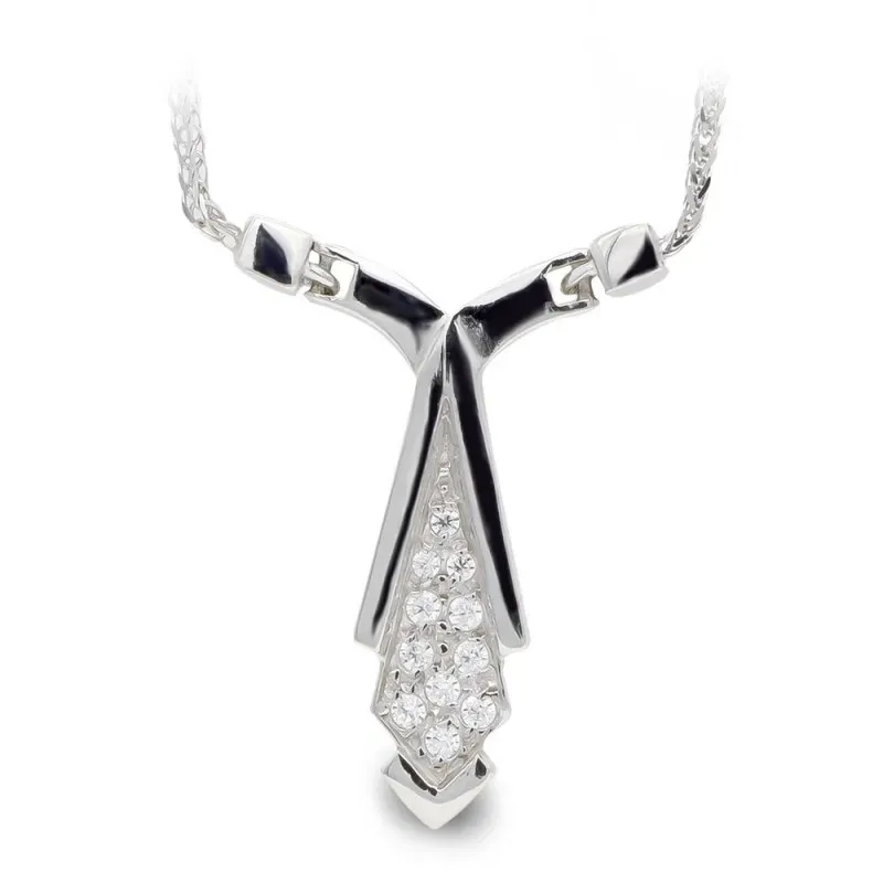 Gargantilla oro blanco 18k mujer cadena colgante forma alargada circo
