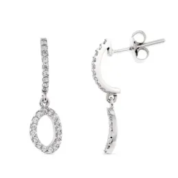 Pendientes oro blanco 18k mujer largos 19 mm. circonitas combinadas f