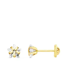 Pendientes oro 18k estrella 5 mm. circonita garras tornillo