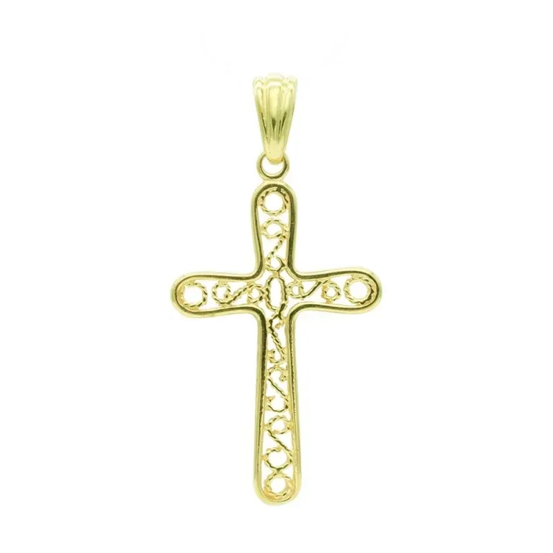 Cruz colgante oro 18k filigrana 38 mm. mujer calada