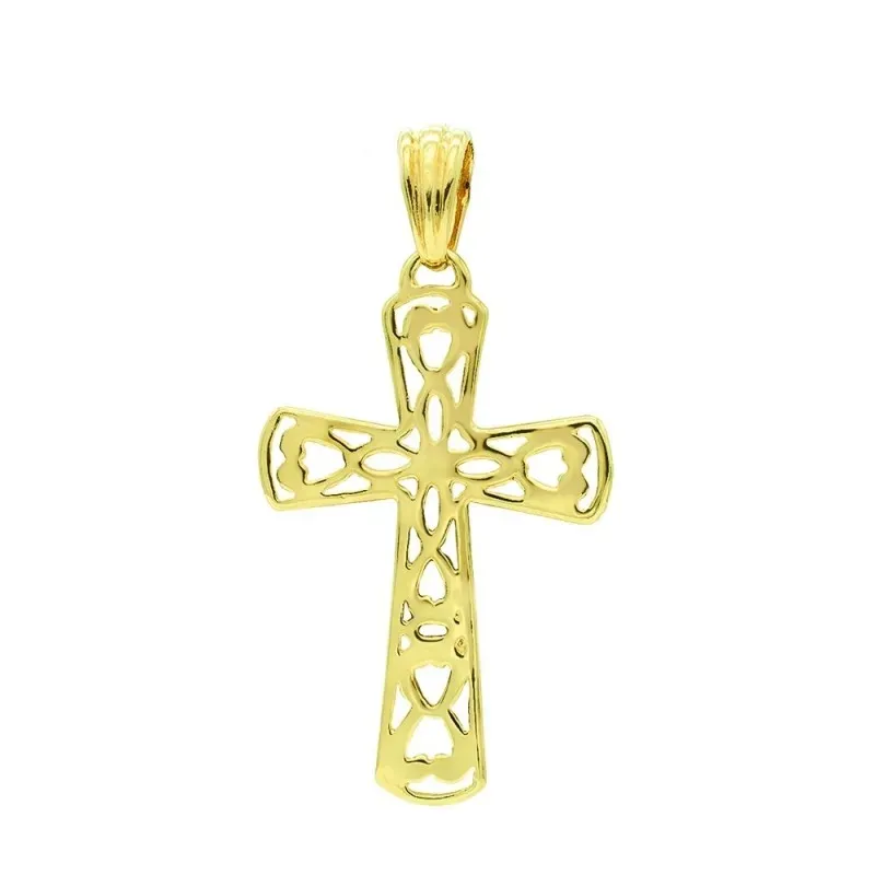 Cruz colgante oro 18k filigrana 35 mm. mujer calada