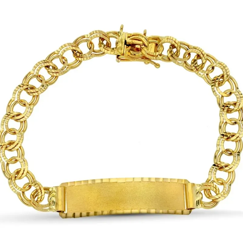 Esclava oro 18k hombre 21 cm. húngara chapa bordes detalles lengueta